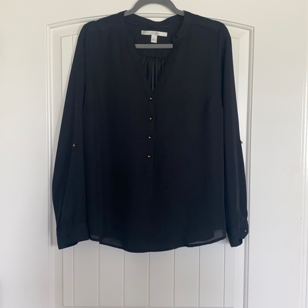 Large black blouse with gold button detail